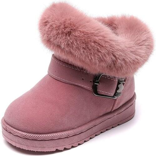 Girls' boots Plush childrens snow boots lovely sweet warm suede fabric with soft fur baby boots