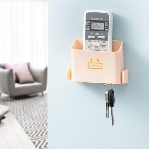 Household Plastic Mobile Phone Charging Corrugated Paper Holder Multi-function Non Punch Wall Mounted Remote Control Storage Box