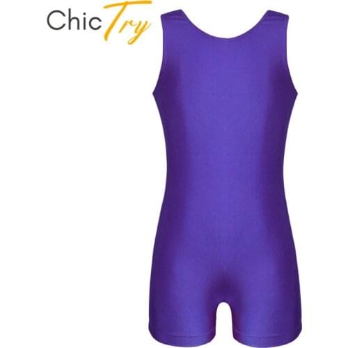 ChicTry Kids Girls Professional Gymnastics Leotard Sleeveless Solid Color Ballet Leotard Bodysuit Unitard Children Dance Wear