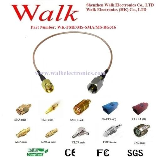 FME male sma male rg316 cable, fme sma rg316 cable, fme connector cable