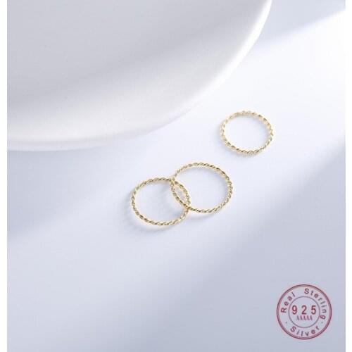 HI MAN 925 Sterling Silver Plated 14K Gold European Twist Ring Women Fashion Temperament Anniversary Jewelry