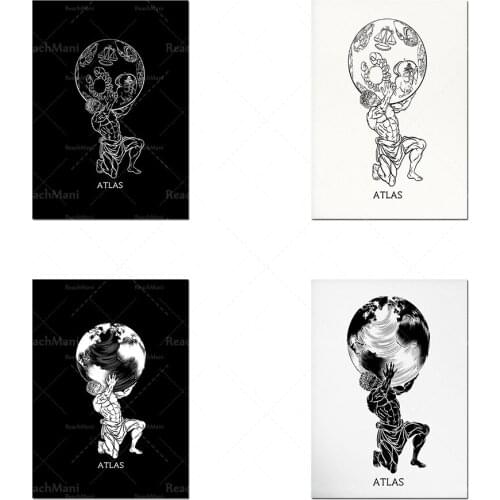 Canvas Greek mythology, Greek art decoration, ancient Greece, Greek Titans, 4 different prints, modern abstraction, line art dra