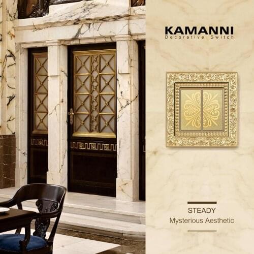 KAMANNI Luxury Vintage Bronze Carving Wall Switch Metal Panel Lighting Control Power Button 220V 16A