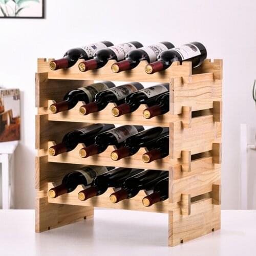 Classical wooden Wine Bottles Holder Wine Storage Rack Stand Storage Rack Bar Drinking Display Shelf Free combination DIY