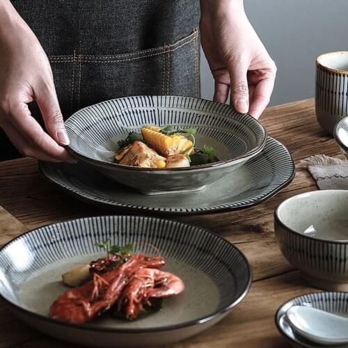 Creative dishes and dishes household single simple dishes rice bowls ramen bowls personalized ceramic tableware underglaze plate