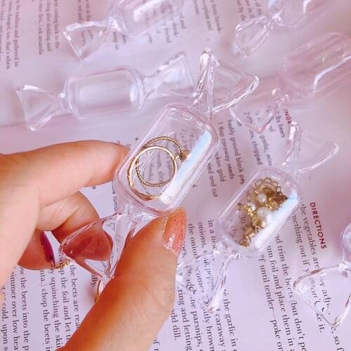 Creative Transparent Candy Modeling Mini Plastic Box Lovely Girl Ring Earring Jewelry Storage Box