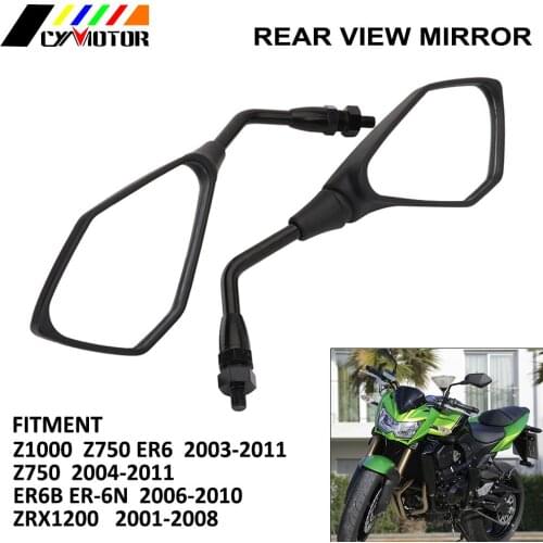 Motorcycle Rear Side View Rearview Mirror For Kawasaki Z1000Z750 Z 1000 750 ER-6N ER6N Versys KLE 650 ZRX1100 ZRX1200 1997-2011