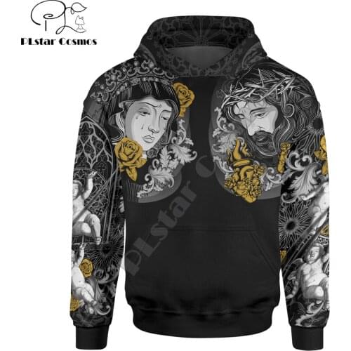 Mother Mary And God 3D All Over Printed Mens Autumn Hoodie Sweatshirt Unisex Streetwear Casual Zip Jacket Pullover KJ628