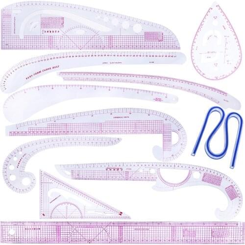 Imzay 11Pcs Sewing Ruler Sleeve Arm French Curve Ruler Set Multifunctional Yardstick Cutting Rulers DIY Sewing Tools
