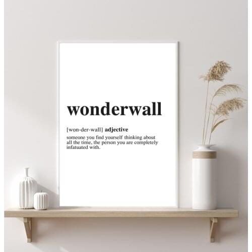 Wonderwall Definition Print Modern Minimalist Poster Dictionary Wall Art Canvas Painting Picture for Living Room Home Decor