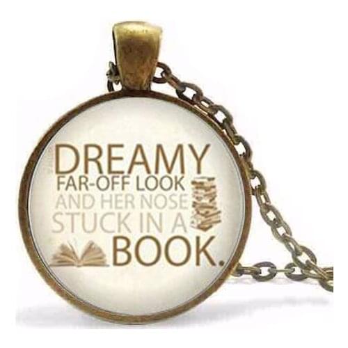Steampunk Beauty and the Beast Necklace Nose stuck in a book Belle and the Beast reader Jewelry Glass Dome Pendant Necklace
