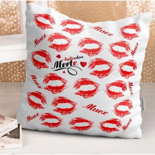 Personalized Öpücüklü White Pillow-2