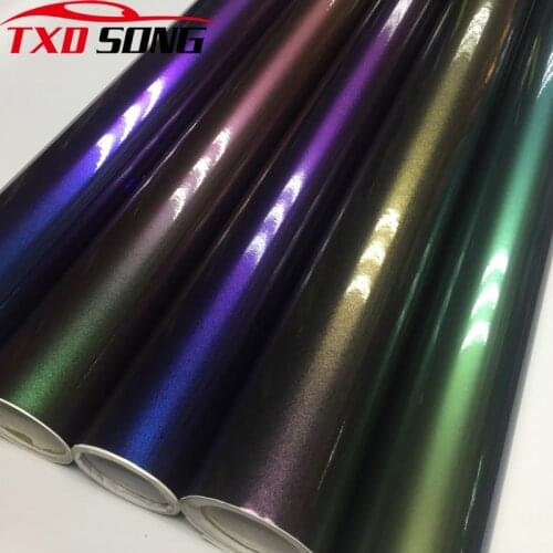 Premium Chameleon Glitter purple Automobiles Car Wrap Vinyl Film Glossy DIY Car Body Film Chameleon Pearl Glitter Vinyl Sticker