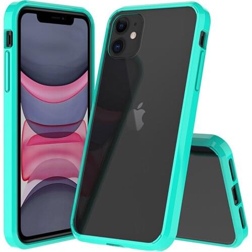50pcs Transparent Shockproof Acrylic Case Silicone Hard PC Clear Cover For iPhone 13 Pro Max 12 Mini 11 XS XR X 8 7 6 Plus SE