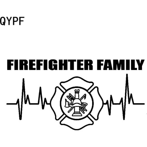 QYPF 17.2cm*8.8cm FIREFIGHTER FAMILY With Fireman The Necessary Tools New Vinyl Bright Car Sticker Decal C18-0906