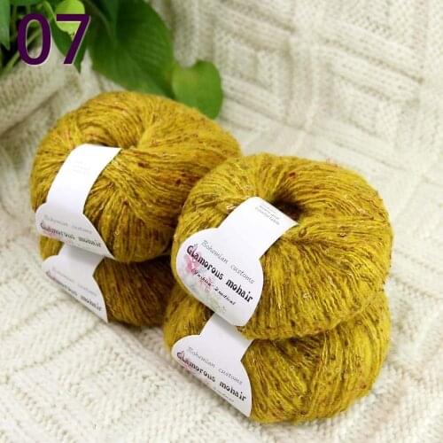 Sale 4ballsX50gr Luxury Fluffy Soft NEW MOHAIR Shawls Hand Knit Crochet Yarn Gold 825-07-4