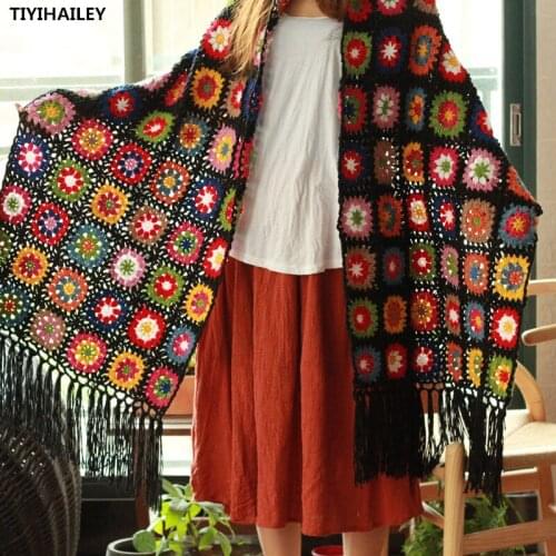 TIYIHAILEY Free Shipping Fashion Long All-match Scarf Winter Warm Long Hand Made Crochet Patchwork Knitting 190x30cm 190x55cm