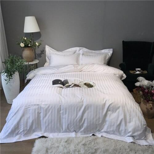 Silky Luxury Egyptian Cotton Nordic Bedding Set White Fitted sheet Bed sheet Duvet Cover QUEEN KING size Bed set parure de lit