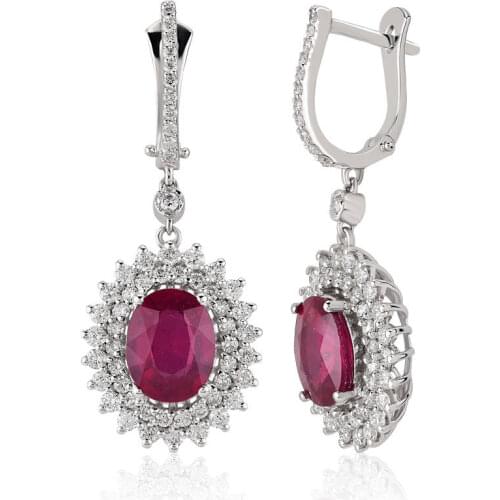 Symbol Gold 6.14 Carat Diamond Ruby Earring Piece Jewelry Rope Chain Charm Earring Jacket Bead Figure For Women