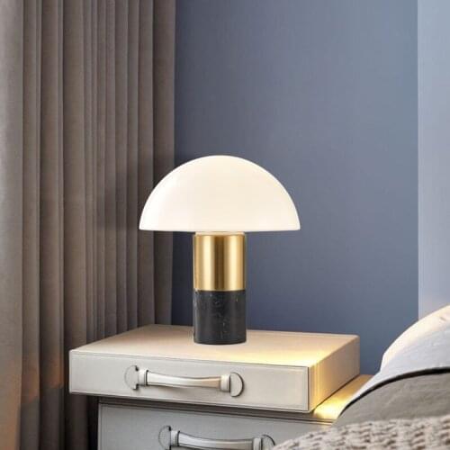 Modern Marble Table Lamp for Bedroom Living Room Study Bedside Lamp Creative Art Special Decoration Mushroom Desk Lamp E27 Light