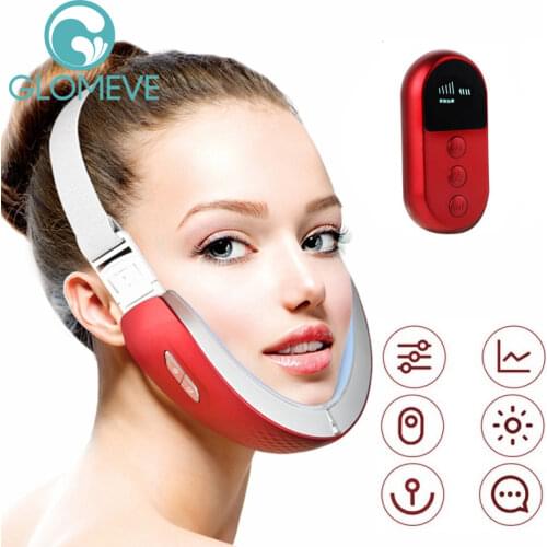 LED Photon Therapy Face Chin V-Line Up Lift Belt Machine Red Blue EMS Slimming Vibration Massager Remote Control Facial Lifting
