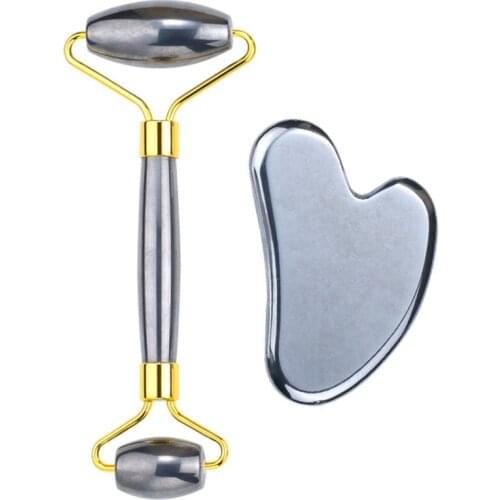 Terahertz Face Gua Sha Crystal Roller Facial Massage Scratch Board Beauty Skin Care Gouache Scraper Guasha Massager Set