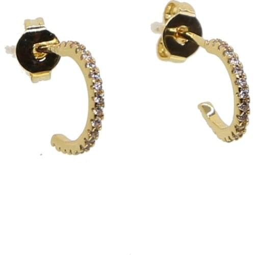 CUte gold color half circle earrings with aaa cz paved women girl beautiful earring Valentines Day earing gift for girlfriend