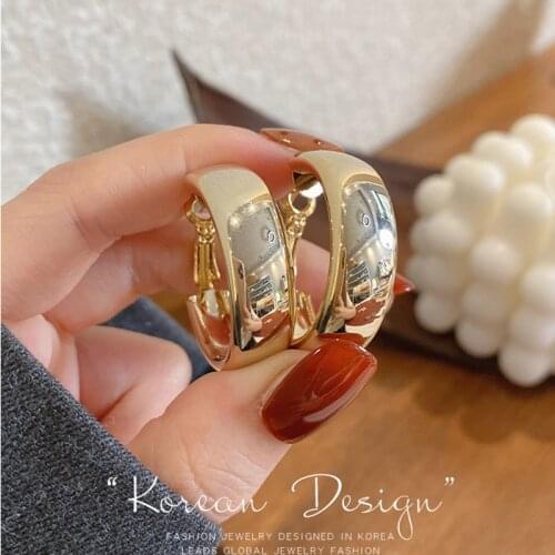 YAOLOGE Vintage Golden Silver-Plated Thick Hoop Earrings For Women Geometric Round Trendy 2020 New Fashion Party Jewelry Gift