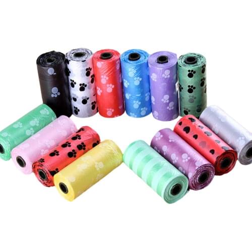 5 Rolls / Set Printed Pet Cat Dog Poop Bags Home Clean Refill Garbage Bag Outdoor Dog Waste Poop Cleaning Organizer Pet Supplies