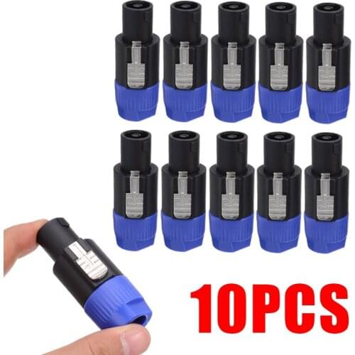 10pcs 4 Pole Speaker Female Plug Cable Connector High Quality 4 Pin Connector Ohm Plug Speaker Audio Cable Plugs Adapter