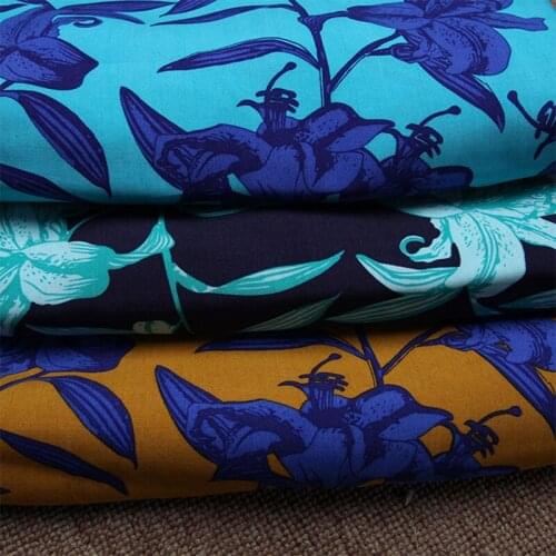 100%cotton sateen stretch Du Fu flower printed fabric for sewing women clothing upholstery tissue wedding dress by 140cm width