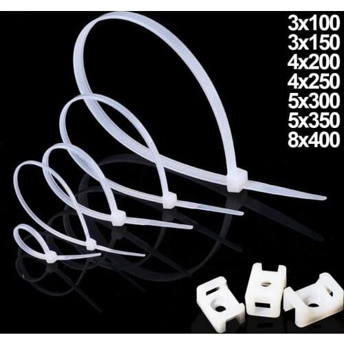 100pcs 50pcs 3*100/150 4*200/250 5*300/350 8*400 Network Wire Nylon Plastic Self-locking Cable Zip Tie