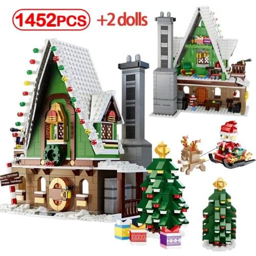 1452PCS City Christmas Cottage Building Block DIY Creator Friends Winter Snow House Santa Claus Figures Bricks Toys for Children