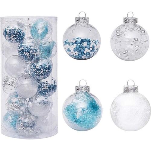 24Pcs Christmas Tree Hanging Adornment Mesh Transparent 6CM Balls 6cm Mesh Transparent Christmas Ball Set (Transparent)