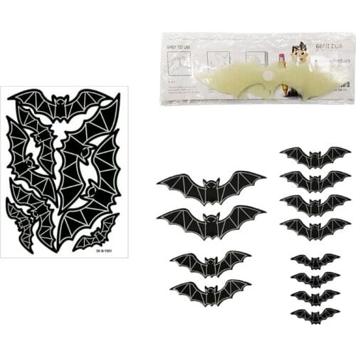 8/12pcs 3D Bats Sticker Halloween Glow in The Dark Wall Decals Luminous Window Glasses Glowing Stickers for Halloween Home Party