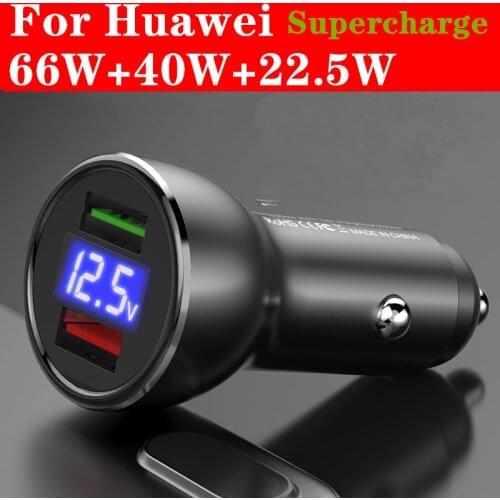 For Huawei Car Charger 40W 66W Dual USB SuperCharge Fast Charge adapter for Mate 30 20 40 Pro 5G 10 9 X P40 P30 Pro P20
