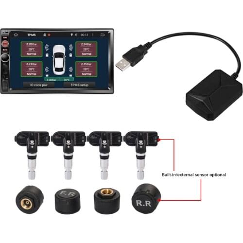 Car USB TPMS Sensor Tire Pressure Sensors Monitor For Android Navigation DVD Tire Pressure Monitoring System Tyre Pressure Alarm