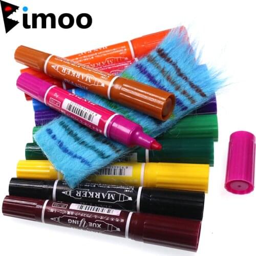 Bimoo 12PCS/Set Double Tip Fishing Tool Permanent Marker for Fly Tying Streamer Bait Fish Bar Lure Coloring Fast Dry