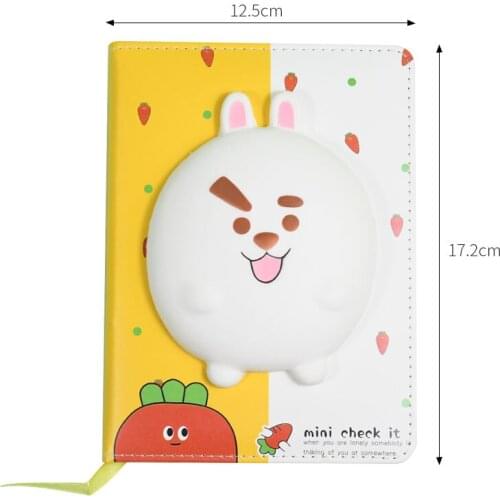 3D cute rabbit decompression notebook student planner color page diary rabbit decompression with gift packaging
