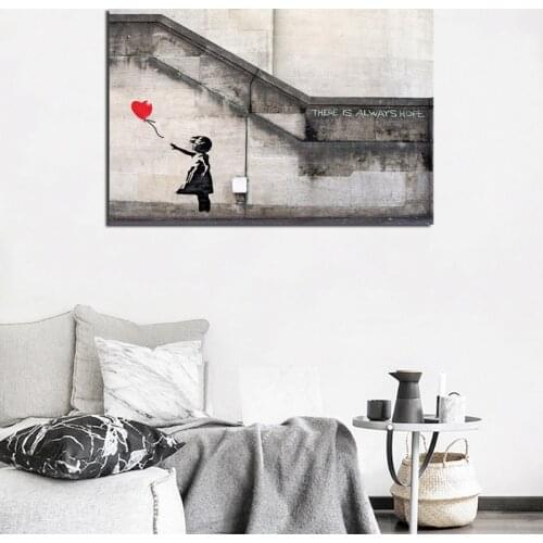 Girls And Balloons Graffiti Art Canvas Poster Painting Wall Picture Print Modern Home Bedroom Decoration Accessories Framework