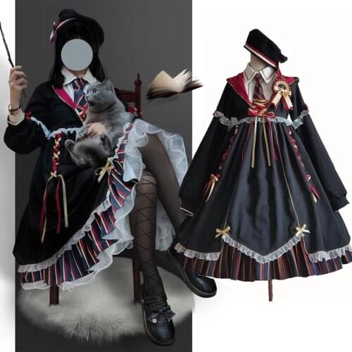 Girls Japanese Anime College Lolita Cosplay Costume Women Fashion Princess OP Dress Gothic Vintage Carnival Tea Party Vestidos