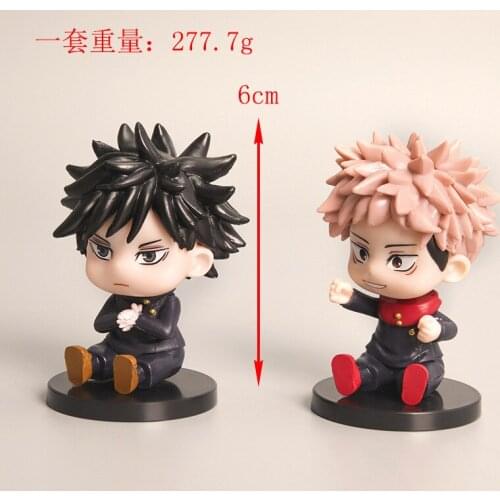 7pcs/lot Jujutsu Kaisen Gojo Satoru Ryomen Sukuna Yuji Itadori Nobara Kugisaki PVC Action Figure Cute Sit Fighting Ver Model 6cm
