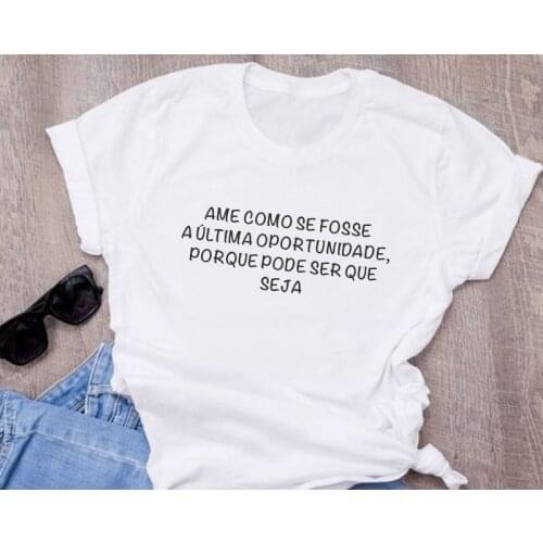 Camiseta mujer Funny Spanish Letter Print Women T-shirts Top básico Phrase Short sleeve Black White lady tshirt tee