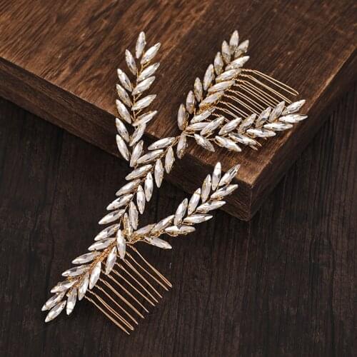 Gold Color Hair Comb Jewelry Women Wedding Accessories Rhinestone Hair Accessories For Bride Comb Headband Headpiece