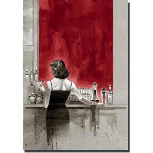 Colorful Digital Printing Woman and man Enjoy Drinking At Bar Canvas Wall art Pictures Modern Style Wall Posters For Bed Room
