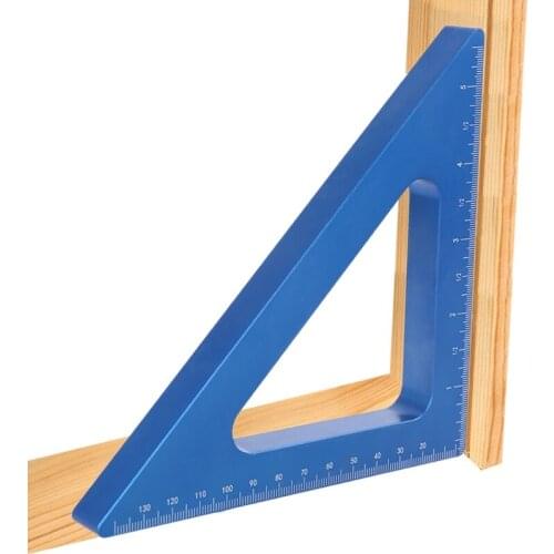 Triangle Solid Aluminum Alloy Right Angle Ruler Carpenter Woodworking Square with Inch Metric Scale 14*14*1.6cm
