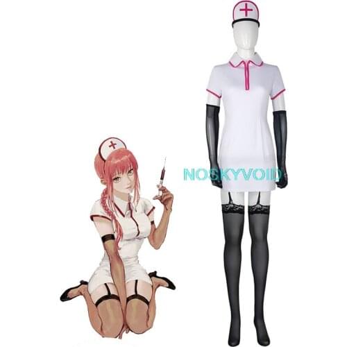 Chainsaw Man Costumes Makima Cosplay Dresses Woman Nurse Uniform Dress Makima Jumpsuit Sexy Nurse Skirts Halloween Costume