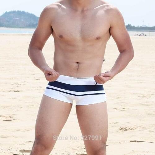 Mens fashion Swimsuit sexy trunks mens boxer waist mosaic fashion sexy waist play wayer Stripe Pocket Shorts Suit Surfing