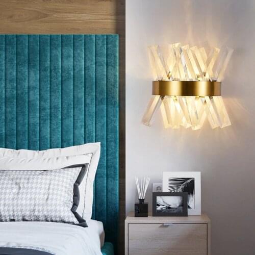 2020 NEW Nordic LED Lights Living Room Light Fixture Indoor Decor Wall Light Bedside Wall Lamp AC85-265V Crystal Wall Sconce
