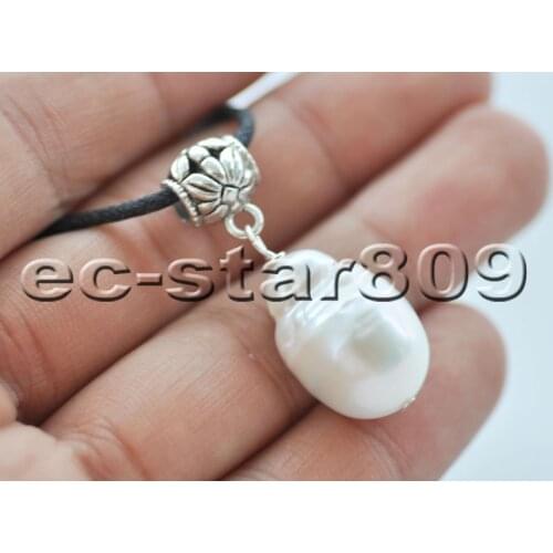 P6715 23mm Natural White Baroque Reborn Keshi Pearl Pendant